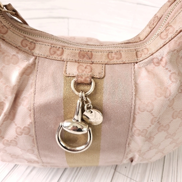 Gucci GG Monogram Crystal Coated Hobo and Horsebit Hobo Bag in Pink - Picture 5 of 16